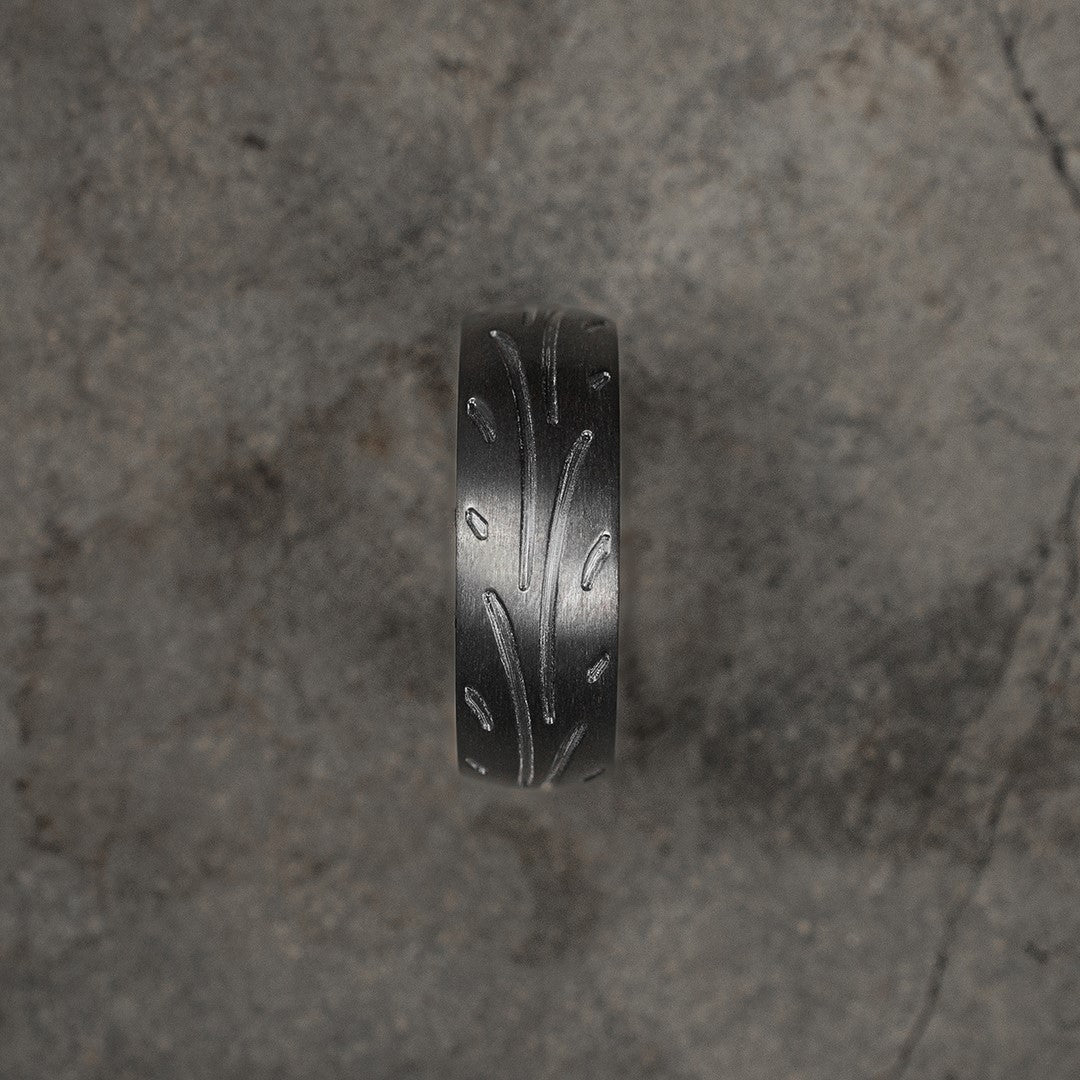 Black Titanium and Cerakote Tire Tread Men's Ring Custom Made | Revolution  Jewelry