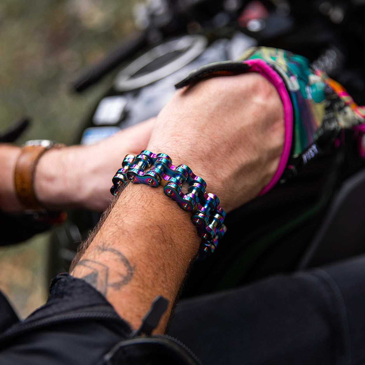 Rainbow Bike Chain Bracelet