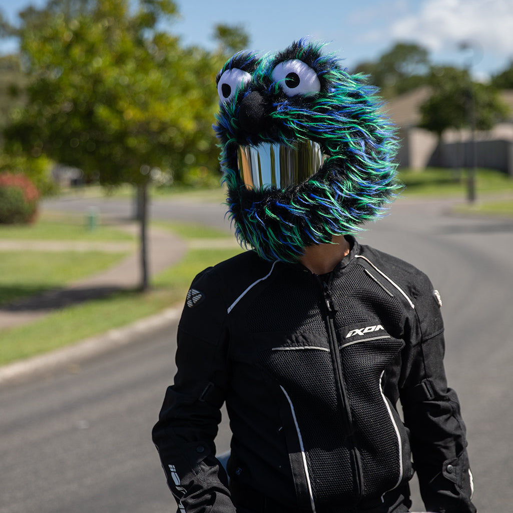 blue motorcycle black helmet Motorcycle Helmet Cover - Black, Blue And Green
