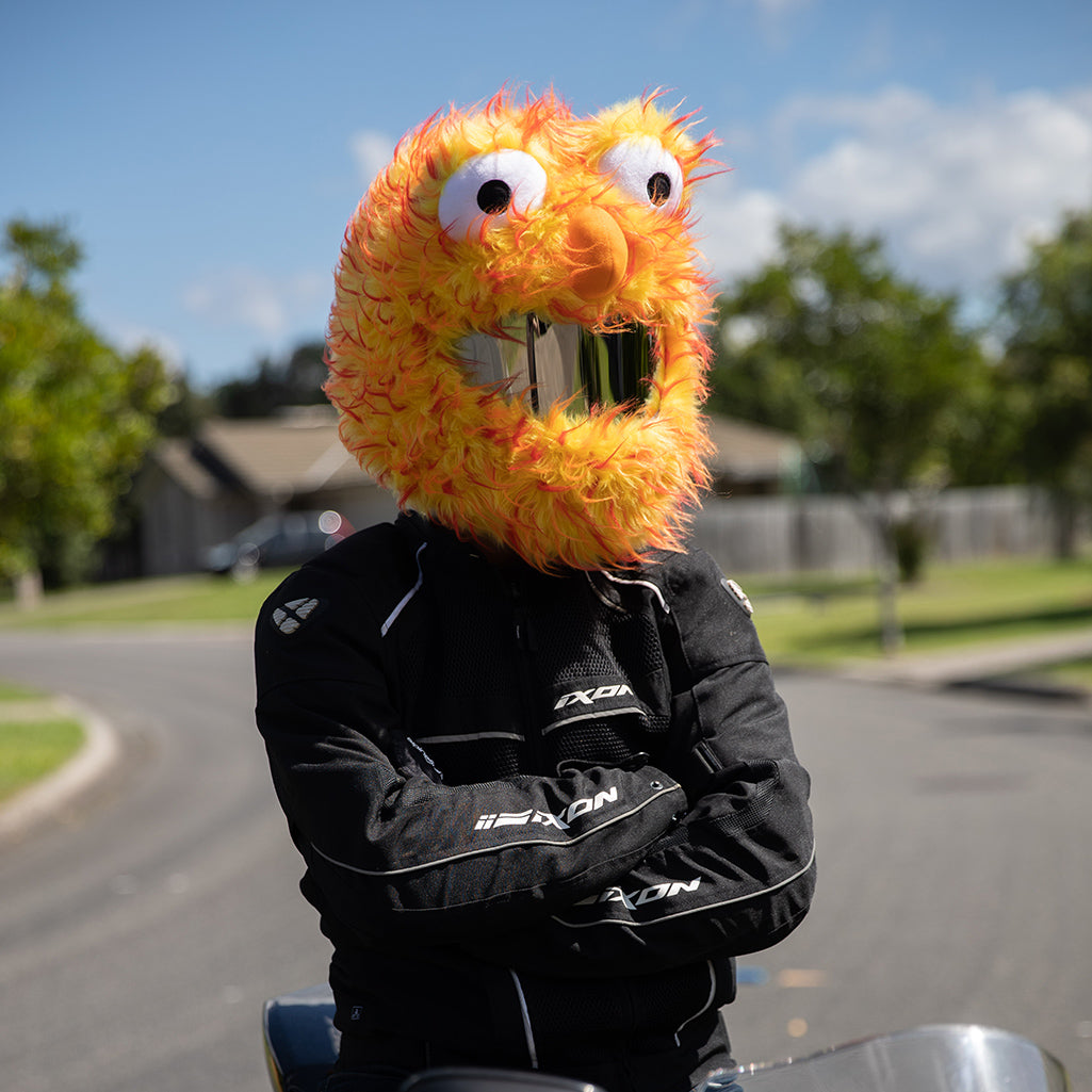 big fluffy orange monster motorcycle helmet Motorcycle Helmet Cover - Red, Orange And Yellow
