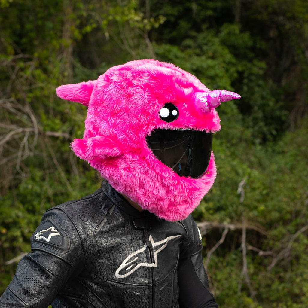 cute pink motorcycle helmet Motorcycle Helmet Cover - Pink Narwhal