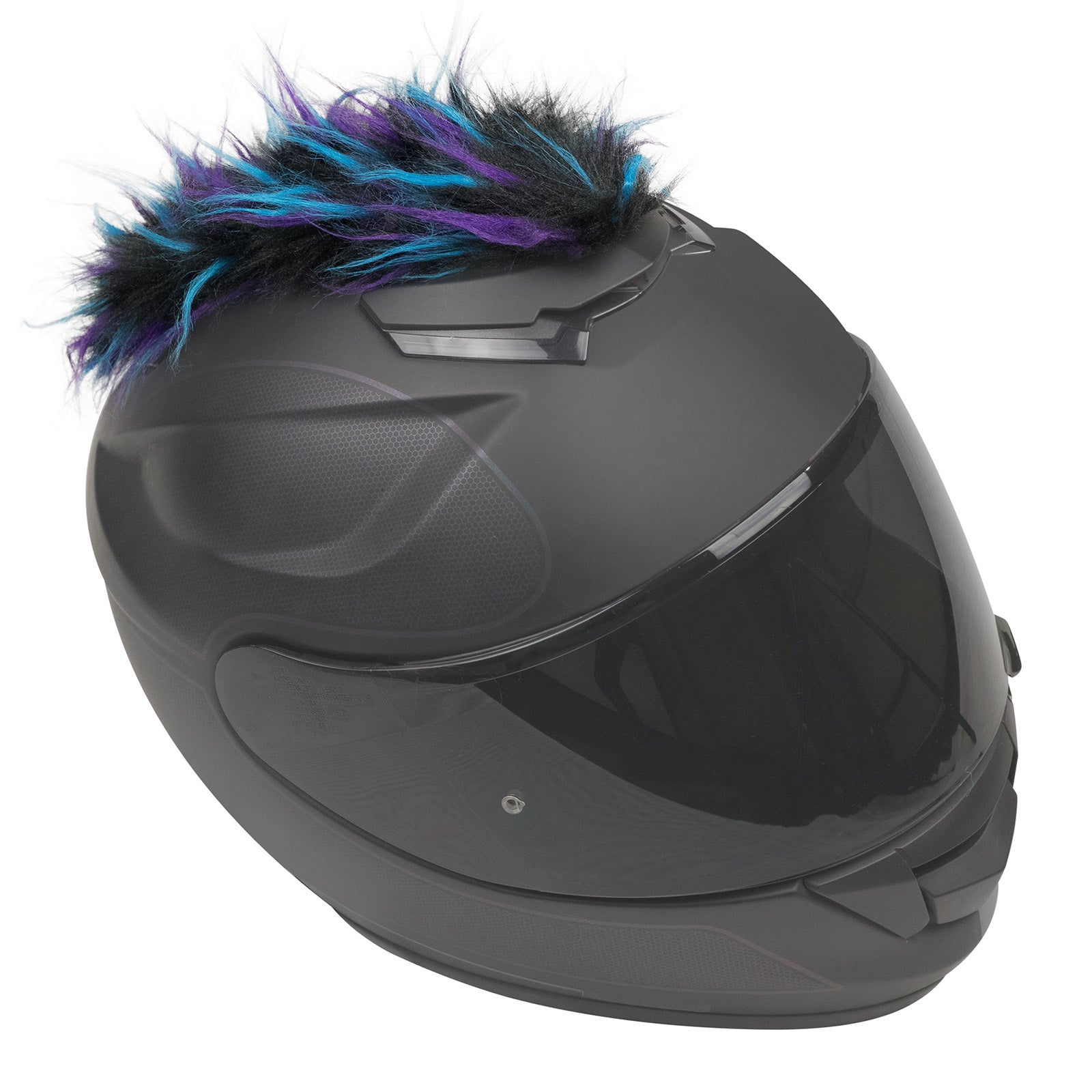 Motorcycle Helmet Mohawk - Blue, Black and Purple