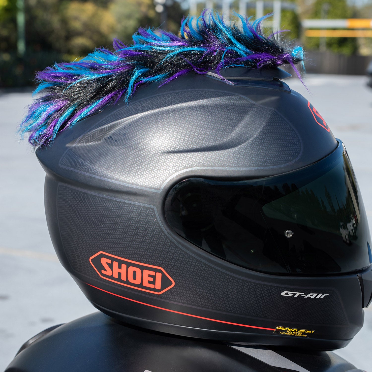 Motorcycle Helmet Mohawk - Blue, Black And Purple Motorcycle Helmet Mohawk - Blue, Black And Purple