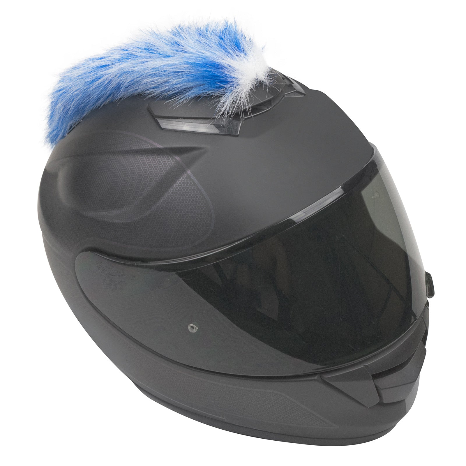 Motorcycle Helmet Mohawk - Blue And White