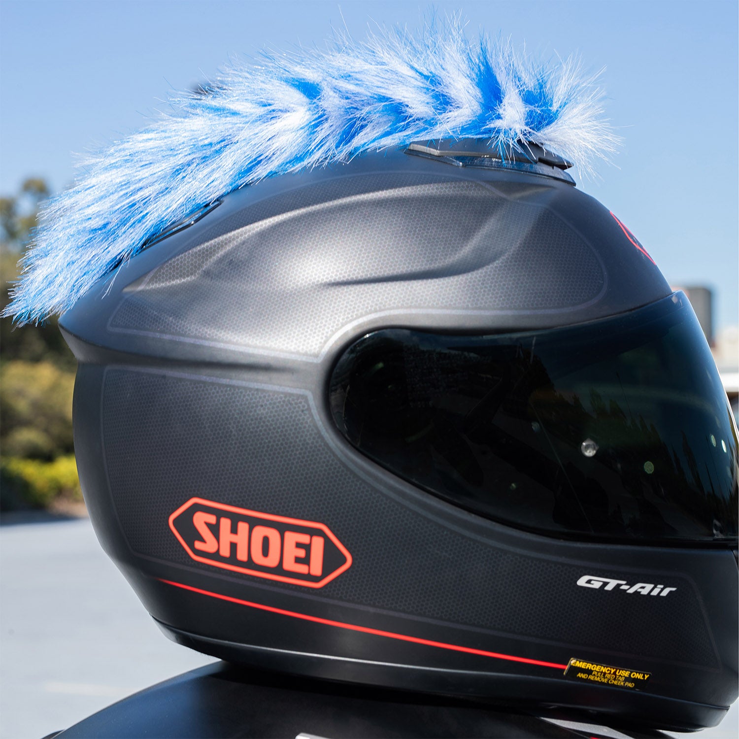 blue motorcycle helmet mohawk Motorcycle Helmet Mohawk - Blue And White