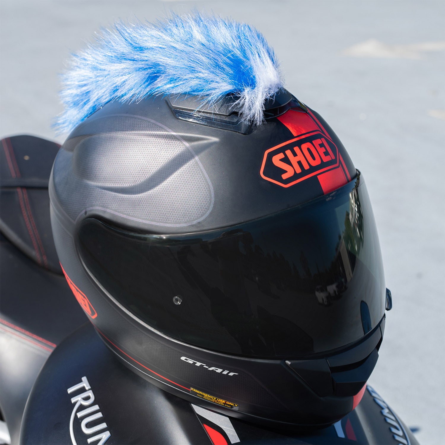 blue motorcycle helmet mohawk Motorcycle Helmet Mohawk - Blue And White