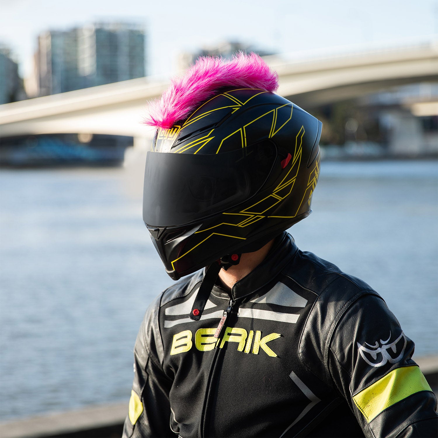 bike helmet with mohawk Motorcycle Helmet Mohawk - Pink And White