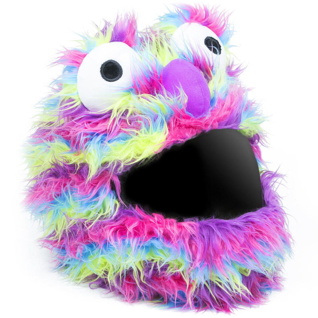big fluffy monster motorcycle helmet Blue Elmo Frog Cartoon Cover Reduce wind noise Motorcycle Helmet Cover - Greench