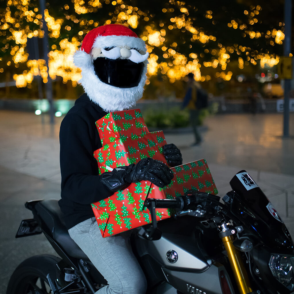bike helmet christmas Motorcycle Helmet Cover - Santa