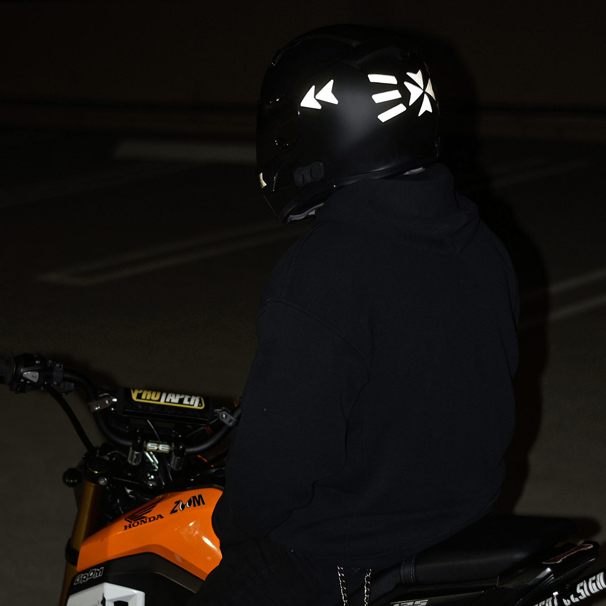 glowing motorcycle helmet Glowrider Reflective Helmet Sticker - Arrows And Stripes