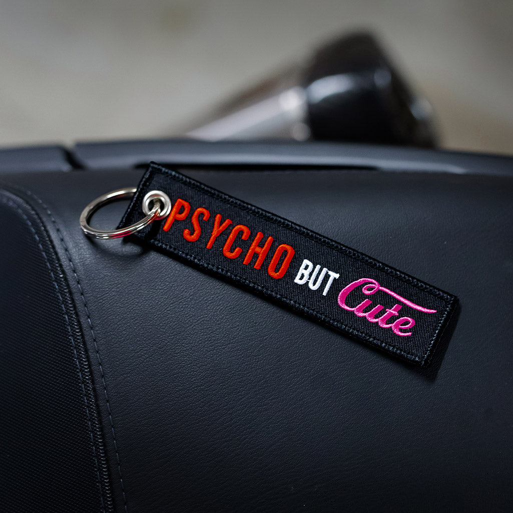 But Keychain Psycho But Cute - Motorcycle Keychain - Moto Loot