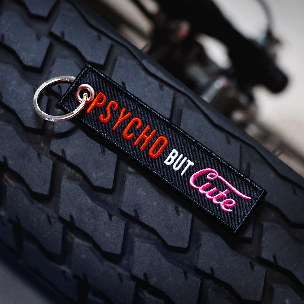 But Keychain Psycho But Cute - Motorcycle Keychain - Moto Loot