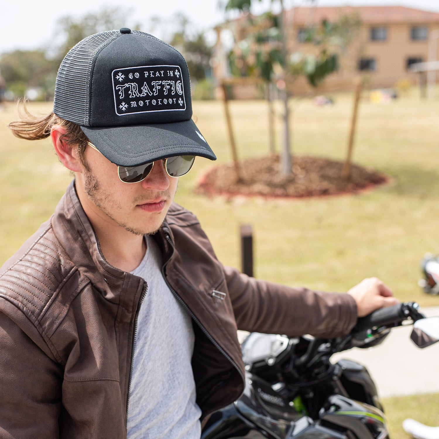Go Play in Traffic - Motorcycle Trucker Hat | Moto Loot