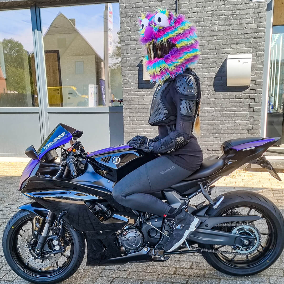 Motorcycle Helmet Cover - Rainbow Long Fur Motorcycle Helmet Cover - Rainbow Long Fur