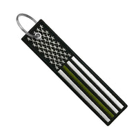USA Flag Thin Green Line- Motorcycle Keychain