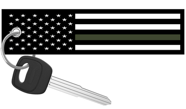 USA Flag Thin Green Line- Motorcycle Keychain