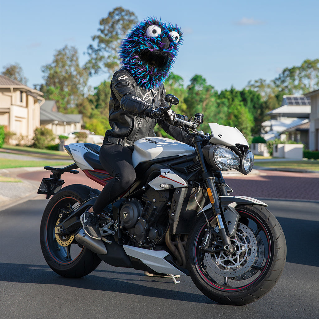 Motorcycle Helmet Cover Blue Purple and Black Moto Loot