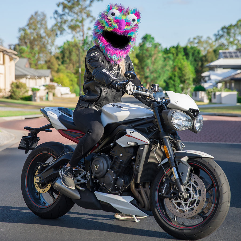 Motorcycle Helmet Cover - Rainbow Long Fur Motorcycle Helmet Cover - Rainbow Long Fur