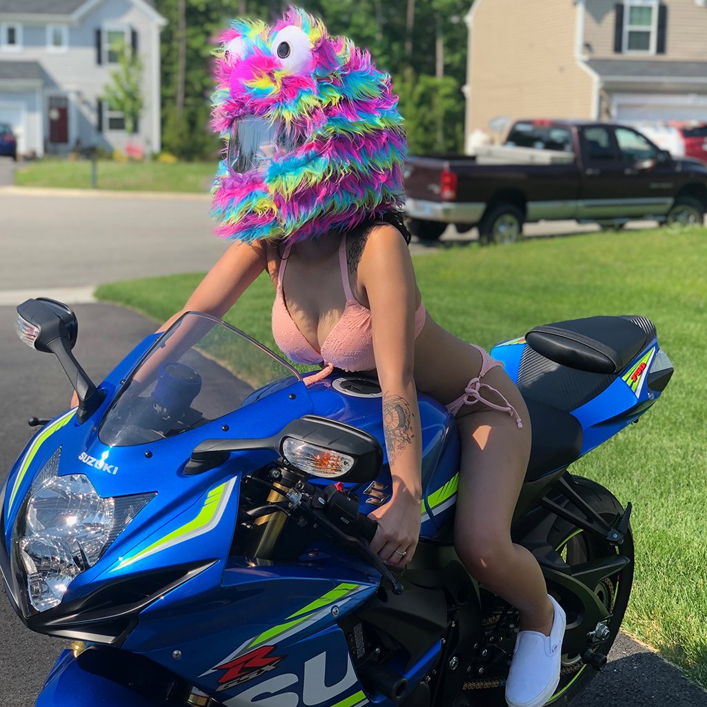 furry motorcycle helmet cover Motorcycle Helmet Cover - Rainbow Long Fur