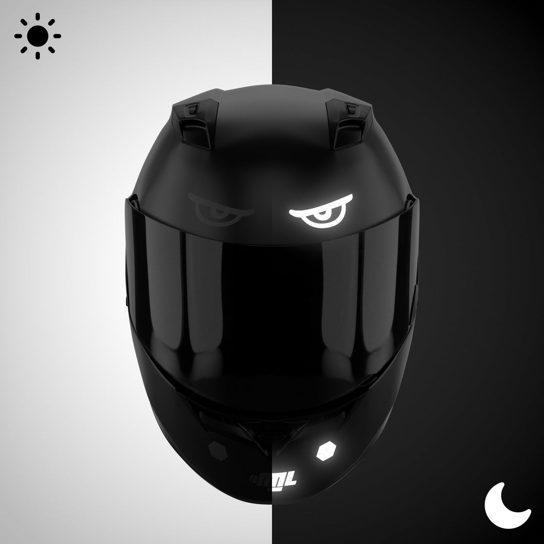eyeball motorcycle helmet Glowrider Reflective Helmet Sticker - Evil Eyes