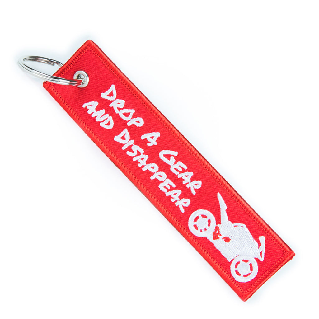 Drop a Gear and Disappear - Red Motorcycle Keychain
