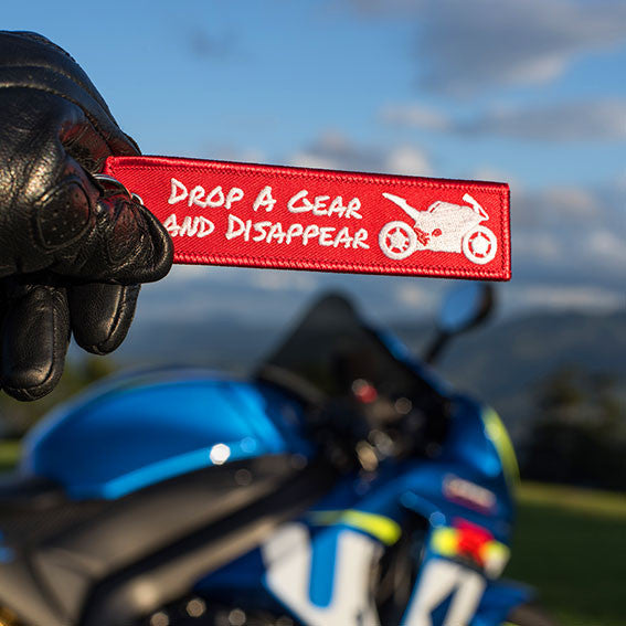 drop a gear and disappear schlüsselanhänger Drop A Gear And Disappear - Red Motorcycle Keychain