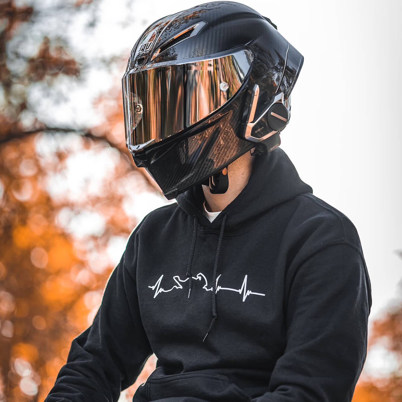 motorcycle gear hoodie Motorcycle Heartbeat Hoodie Red Large