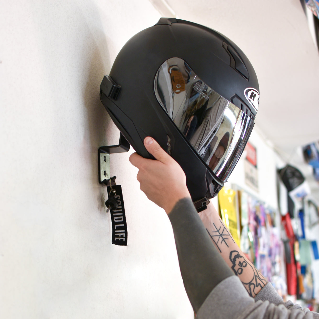 Helmet Wall Mount Helmet Display Wooden Wall For Motorbike Helmet